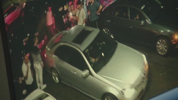Security video shows Mercedes-Benz driver ram parked car intro traffic in Hollywood