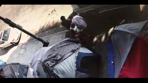 Homeless man struck with pipe and left for dead