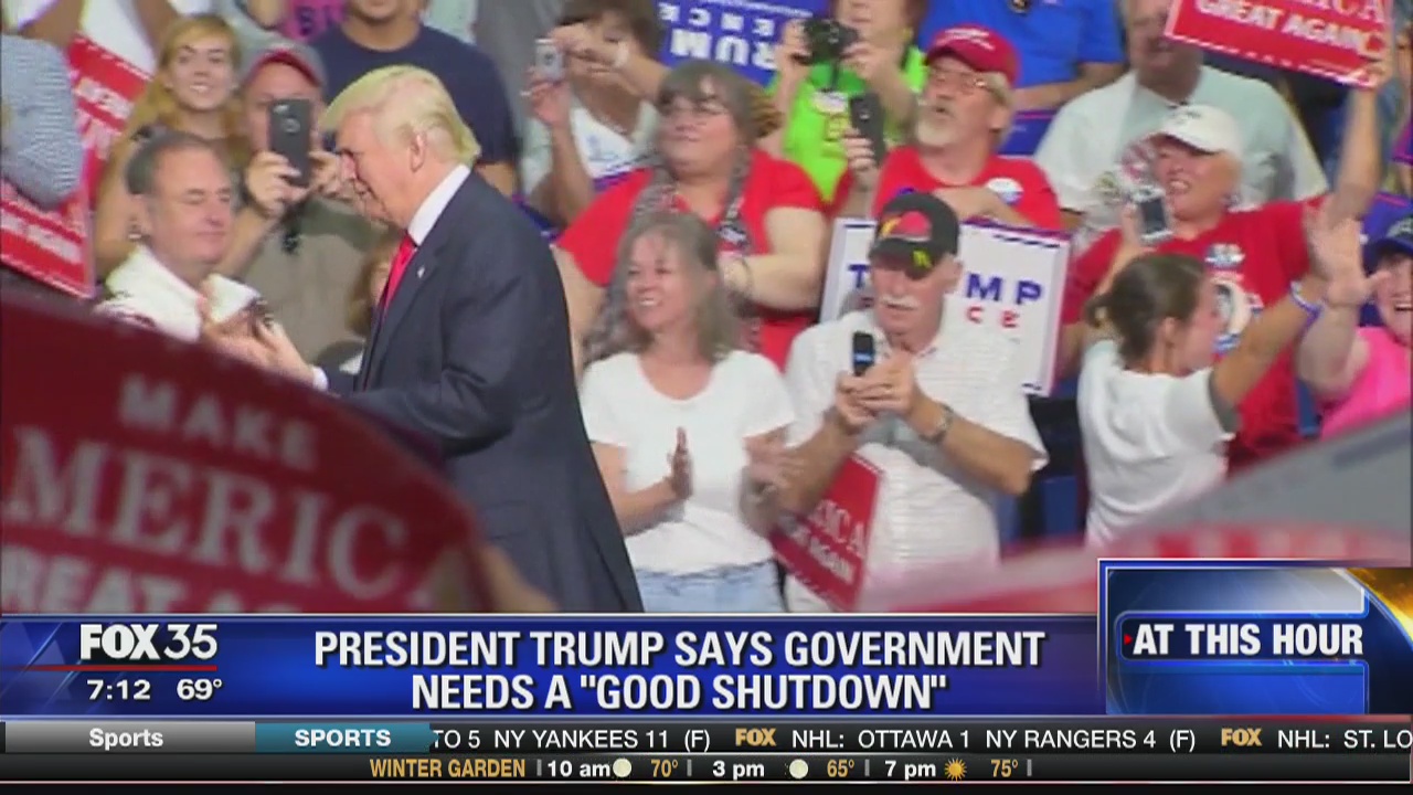 President Trump says government needs a "good shutdown"
