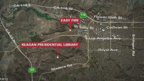 Firefighters battling Easy Fire near Reagan Library
