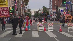 Crowds gather for the Hollywood Christmas Parade