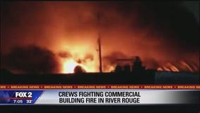 Fire burning at concrete business in River Rouge