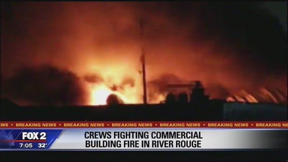 Fire burning at concrete business in River Rouge