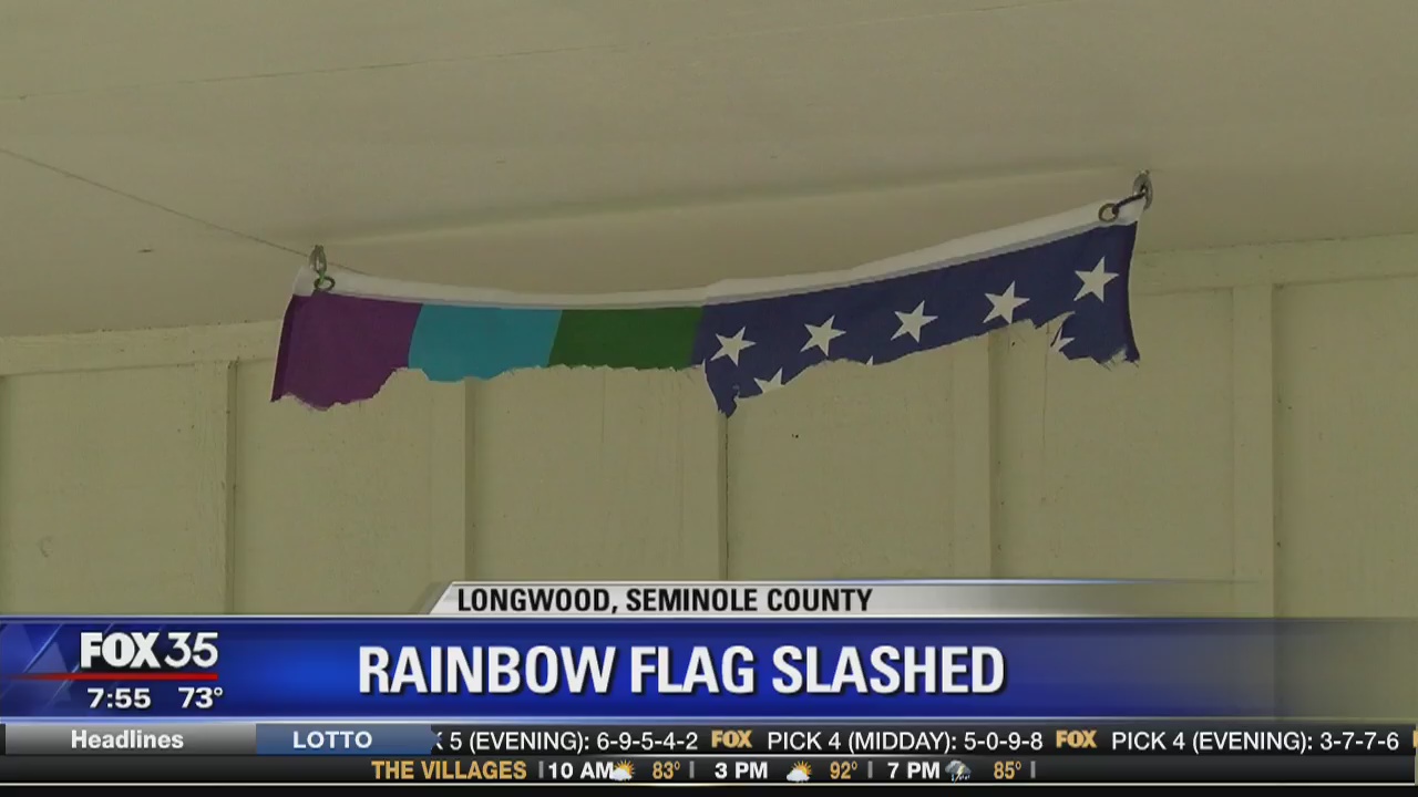 Rainbow flag slashed