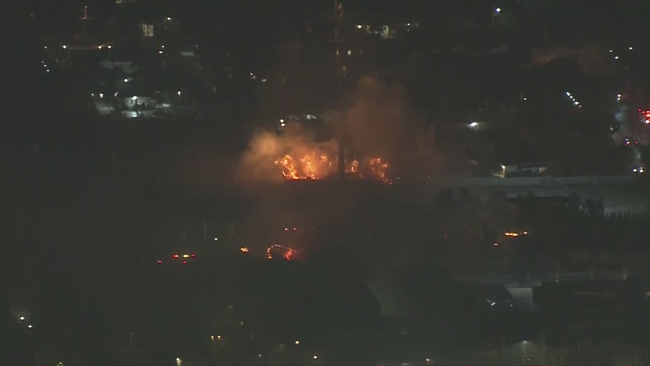 Polk Fire: Crews battling brush fire in Sylmar