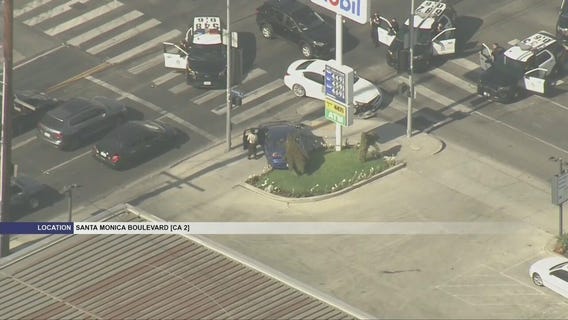 Suspected DUI driver leads LAPD on chase in Hollywood before crashing car