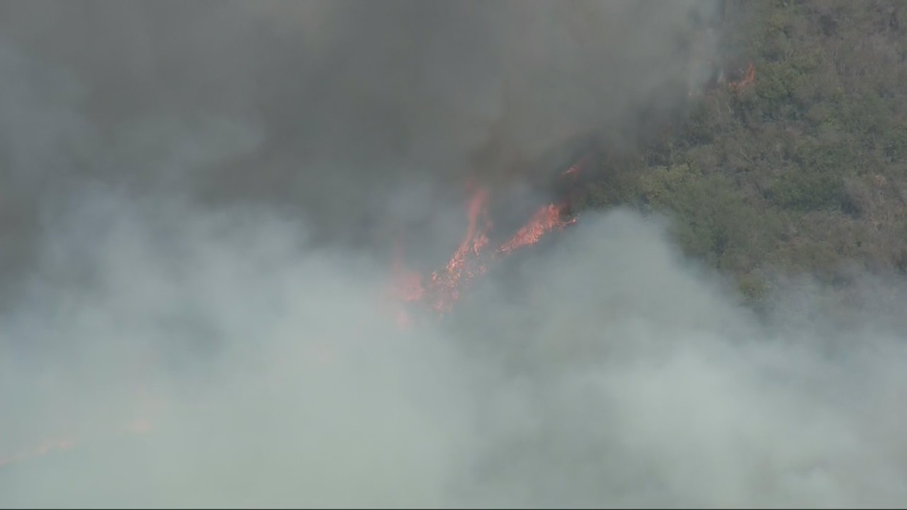 Crews battling brush fire on 73 Toll Road in Orange County