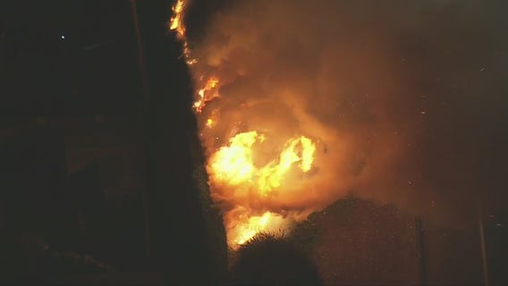 Fire breaks out on 91 Freeway in Buena Park
