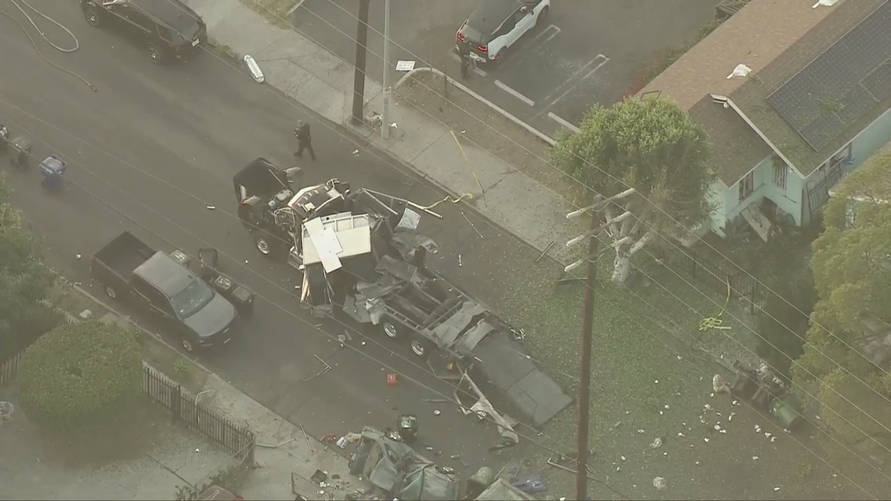 Bomb squad truck carrying illegal fireworks from South LA explodes, blowing out windows, damaging cars