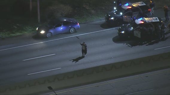 Suspect in custody after police chase ends in Downey