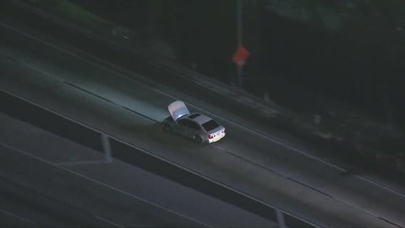 LA County chase: Suspect's car hood pops off mid-pursuit