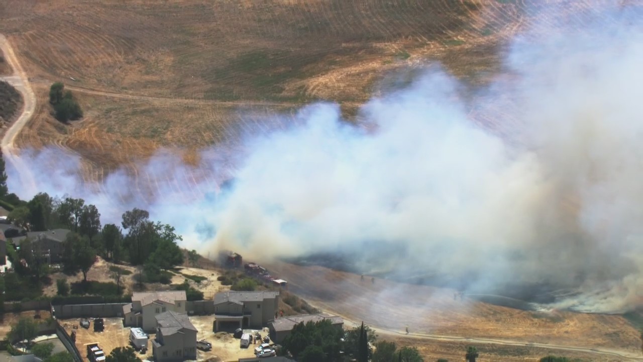 Fire burning in Sylmar