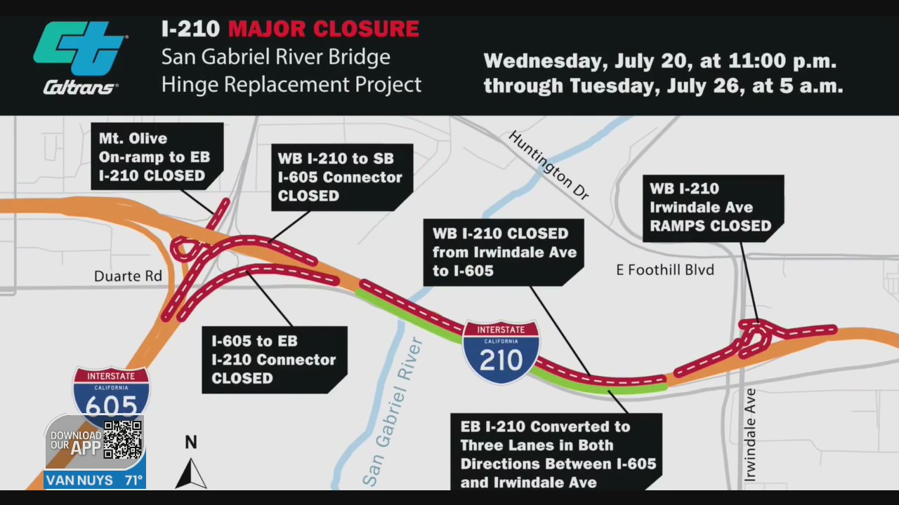 210 Freeway's five-day closure in Irwindale to begin