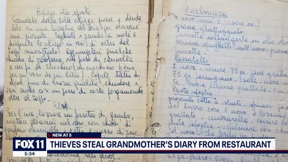 Thieves steal grandmother's diary from restaurant in Culver City