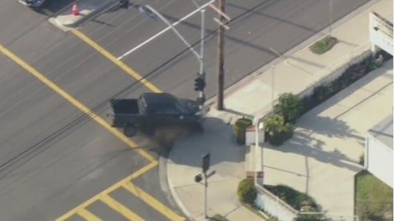 Police chase suspect hits cruiser, smashes into pole after shooting at various SoCal locations