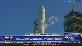 SpaceX launch scrubbed, next opportunity tonight