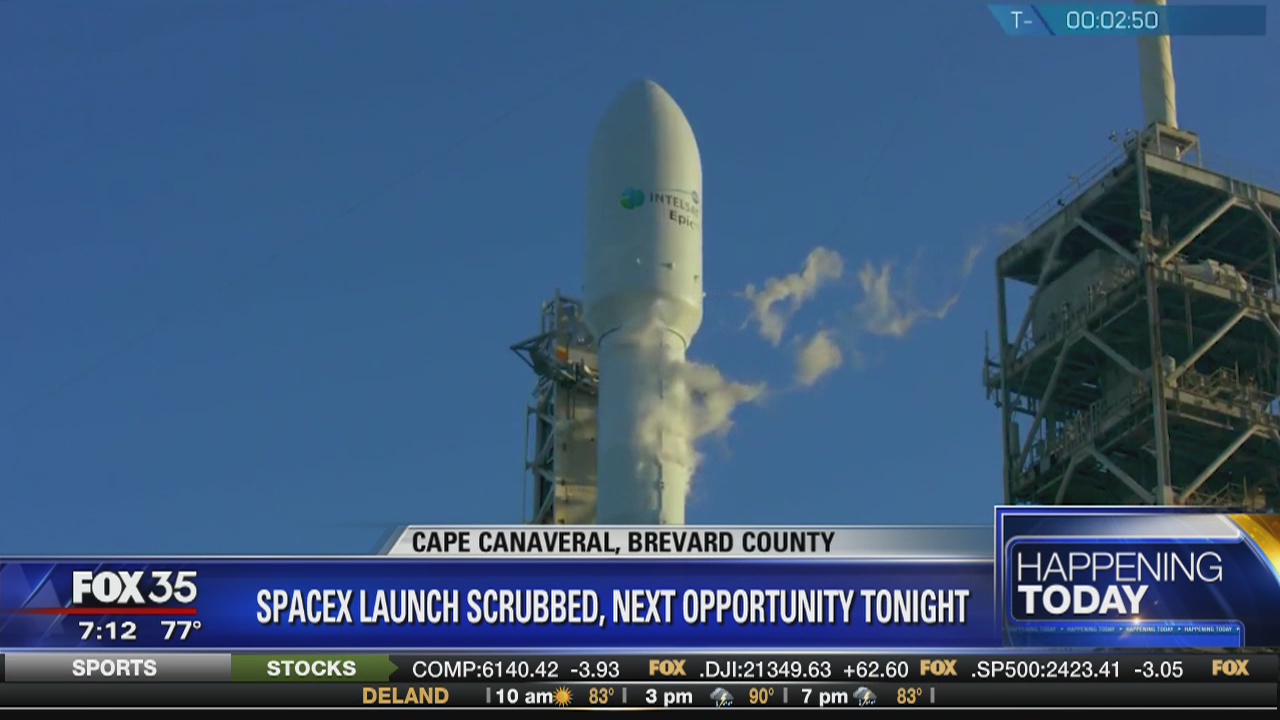 SpaceX launch scrubbed, next opportunity tonight