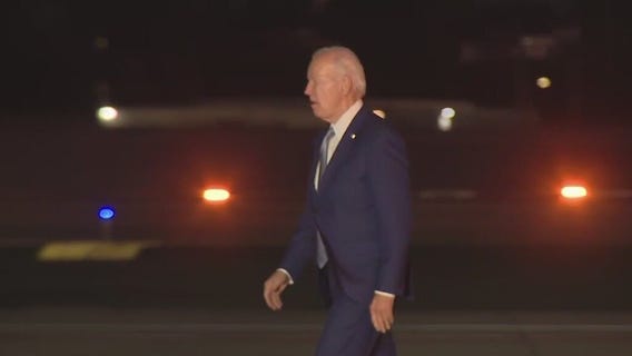 President Joe Biden arrives in Los Angeles