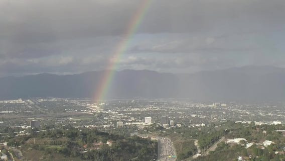 Rainbow over LA's Woodland Hills neighborhood