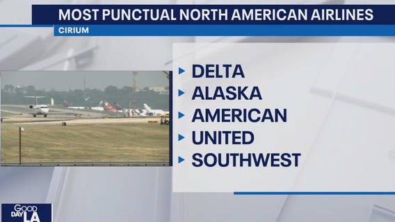 Most punctual North American airlines