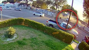 Car crashes into school playground in Downey