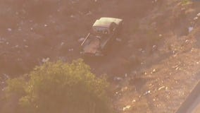 Police chase suspect goes off road on freeway