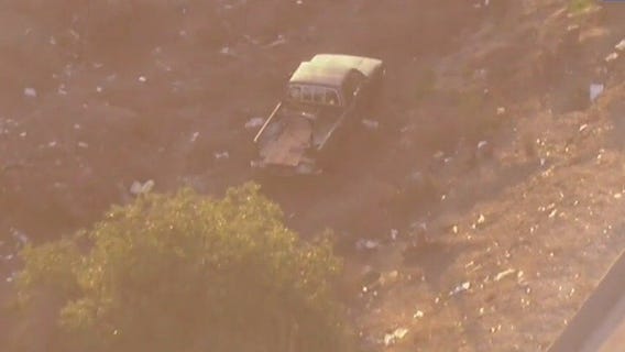 Police chase suspect goes off road on freeway