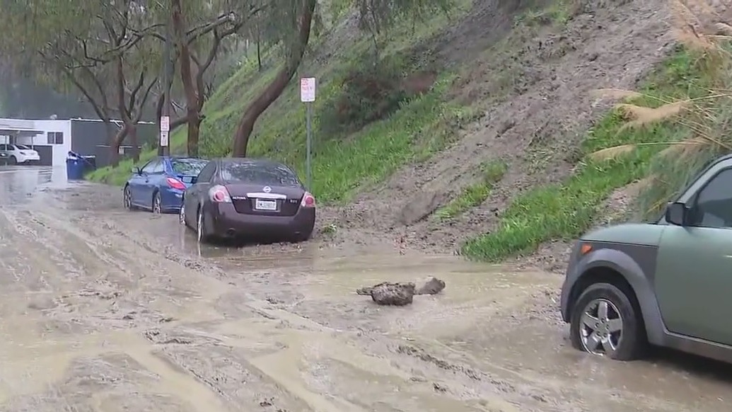 Storm triggers mudslide in Baldwin Hills