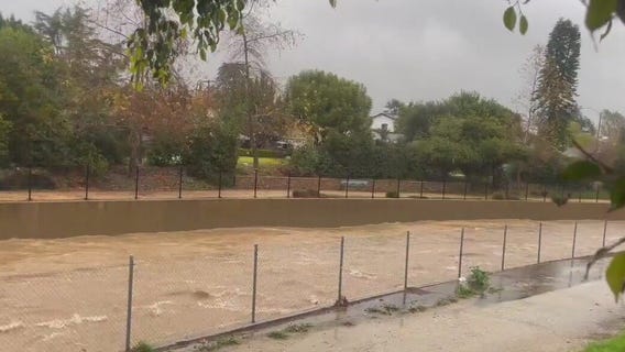 LA River rages after heavy rain