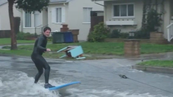 Ventura flooding leads to street surfing