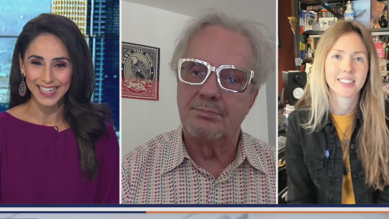 Devo's Mark Mothersbaugh and musician/artist Beatie Wolfe create art demonstration to support the Postal Service & the right to VOTE.