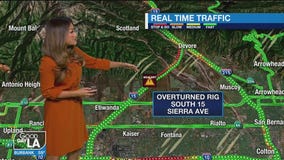 Santa Ana wind event causes big rigs to overturn