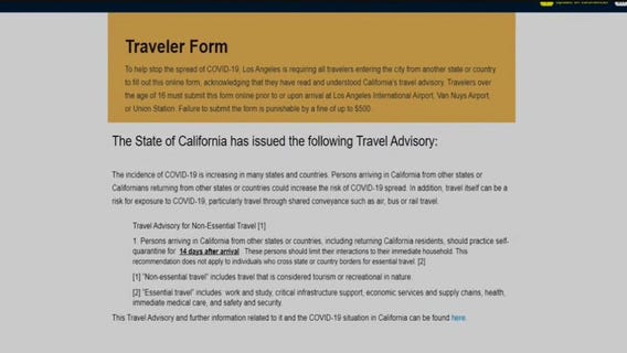 Travelers to Los Angeles will have to sign quarantine form starting Wednesday