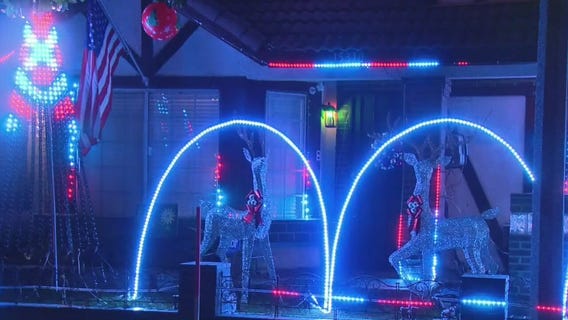 Holiday lights in Paramount