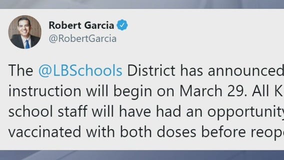 Long Beach Unified School District to resume in-person classes for grades K-5 in late March