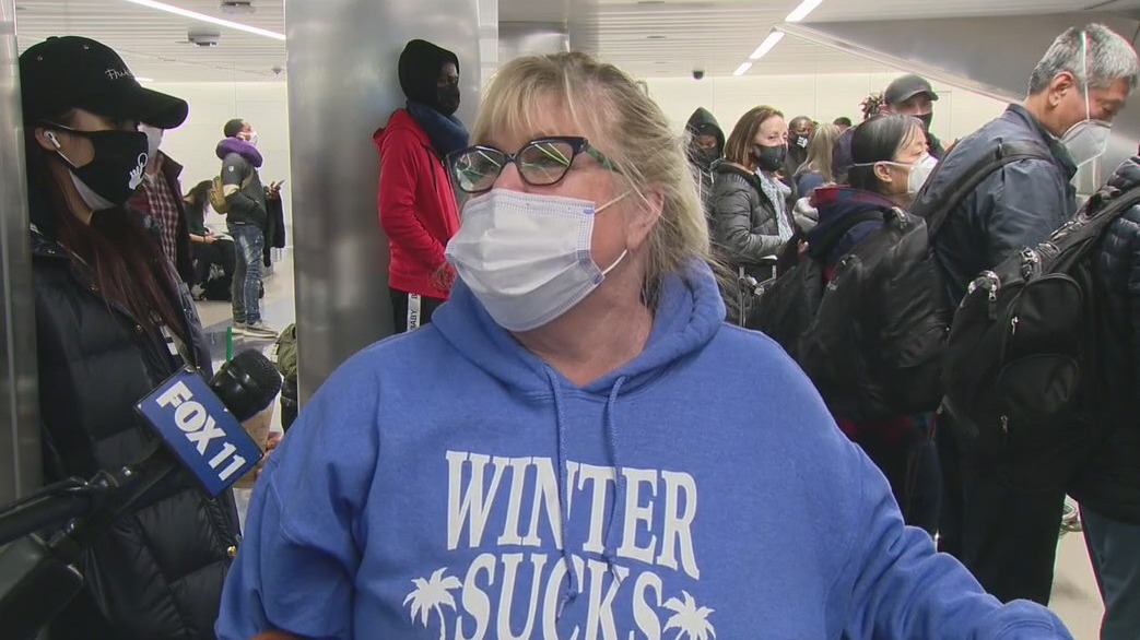 Texans flee deep freeze for sunny California