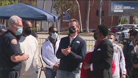 Gov. Newsom visits mobile vaccination sites in Los Angeles