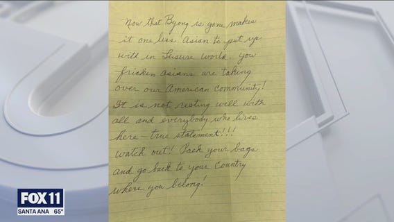 Police investigate hate crime after Asian American woman in Seal Beach receives threatening letter