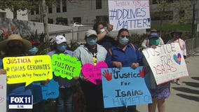 Protest in downtown Los Angeles over shooting of disabled man
