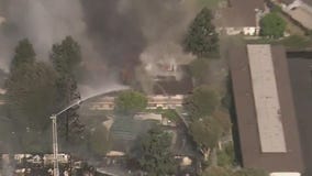 Firefighters battle large blaze in Upland