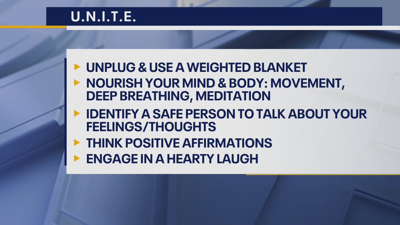 Dr. Sabrina's tips to U.N.I.T.E to cope with stress