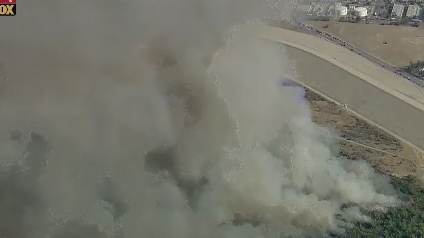 Crews battling vegetation fire in Irwindale