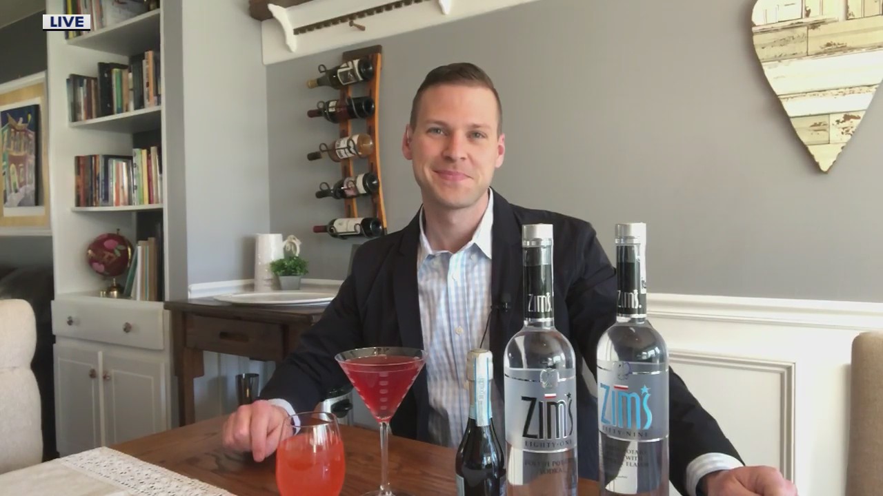 Derek gets a mixology lesson from Zim's Vodka at Meadowbrook Country Club