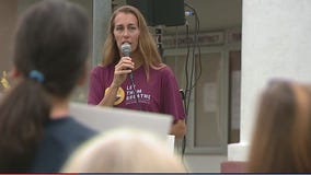 Small group of parents rally against masks outside Tustin School Board