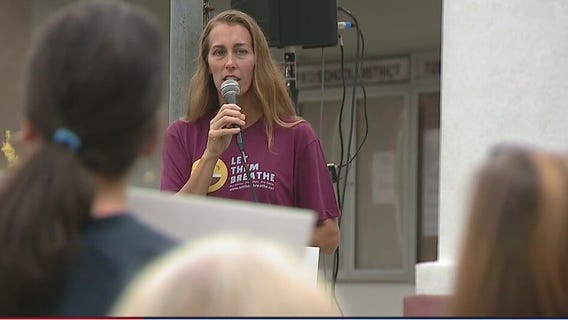 Small group of parents rally against masks outside Tustin School Board