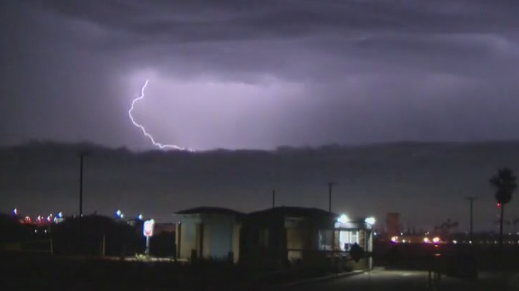 Lightning, showers roll into Southern California