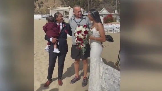 Tom Hanks crashes wedding on Santa Monica beach