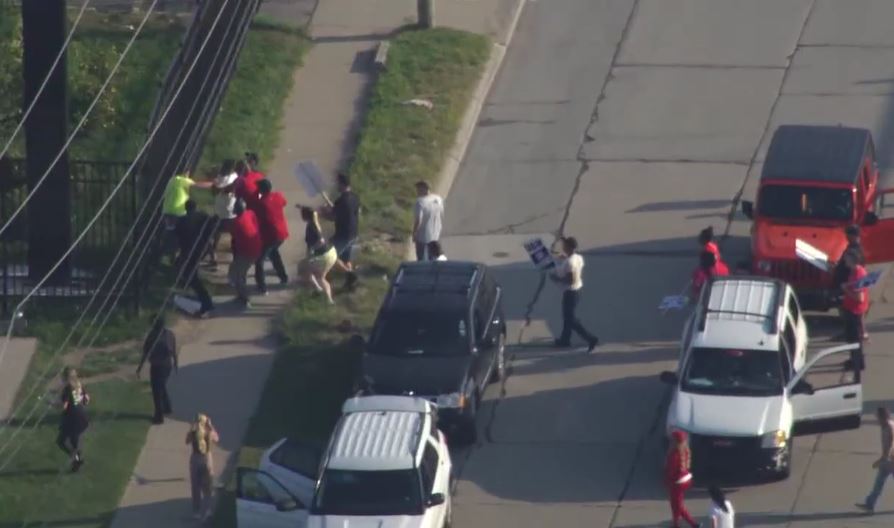 Video: Fight breaks out at UAW Stellantis protest in Center Line
