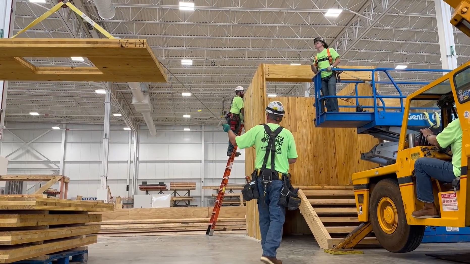 Carpenters train building with Mass Timber