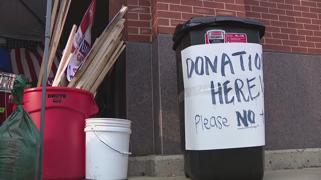 Donation bins set up for striking casino workers